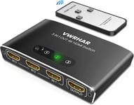 Multiprise Hdmi, Aluminum Switch Hdmi 3 Entrée Vers 1 Avec Télécommande Splitter Hdmi 4K Commutateur Hdmi Supporte 4K 3D 1080