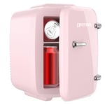 Portable Mini Fridge, 4 Liter /6 Cans Drinks & Skincare Fridge, Small Fridge for Bedroom Car Office Desk, Thermoelectric Cooler and Warmer (Pink)