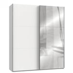 Inside75 Armoire coulissante LISBETH 1 porte blanc miroir 200 x 236 cm hauteur