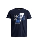 Jack & Jones Logo Casual Crew-Neck Short Sleeve Mens T-shirt - Navy Cotton - Size Small
