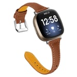 TenCloud Straps Compatible with Fitbit Versa 3 Strap, Replacement Slim Leather Wrist Band Bracelet for Fitbit Sense/Versa 3 Smartwatch (Brown)