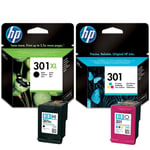 Original HP 301XL Black & 301 Colour Ink Cartridge For DeskJet 1050 Printer