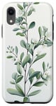 iPhone XR Leaves Botanical Plant Line Art Sage Green Wildflower Floral Case