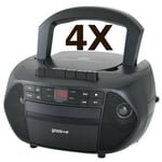 4X GROOV-E TRADITIONAL BOOMBOX CD CASSETTE PLAYER WITH FM RADIO - BLACK GVPS833