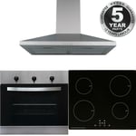 SIA 60cm Stainless Steel Single Oven, 4 Zone Induction Hob & Chimney Cooker Hood