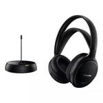 Philips SHC5200/79 Wireless On-Ear HiFi Headphones - Black Fully Rechargeble - FM Wireless Transmission for Freedom of Movement - Dynamic Cinematic Sound - Rechargeable - Self-Adjusting Headband - Lightweight - Up to 14 Hours Battery Life