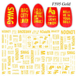 Nail Stickers Russia Letter Word Flowers F595gold