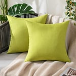 MIULEE Outdoor Waterproof Cushion Covers 18x18 Inches for Garden Furniture Water Resistant Pillow Covers Outside Scatter Cushions for Patio Couch Sofa Linen Balcony Set of 2, 45x45cm Green