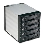 Fantec SNT-BA3151-1 Rack externe en aluminium pour disque dur SATA/SAS 3 emplacements 8,89 cm Hotswap pour 5 disques durs 8,89 cm, verrouillable, 6 LED, ventilateur 8 cm, Noir