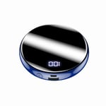 10000Mah Power Bank, Full Mirror Mini LED Display External Power Charger Dual USB Port External Battery Power Bank Portable,Blue