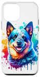Coque pour iPhone 12 mini Aquarelle colorée bleu Heeler Australian Battle Dog Art