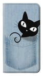 Innovedesire Pocket Black Cat Etui Flip Housse Cuir pour LG Q7