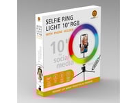 Ring Studio Lamp Powerton 10 ", Rgb Led, Low, Adjustable Color And Intensity Of Light, Phone Holder And Tripod