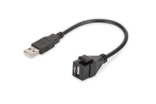 DIGITUS USB 2.0 Keystone Module for DN-93832 with 16 cm Cable Black (RAL 9005)