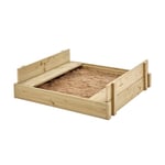 TP Toys Wooden Lidded Sandpit, Garden And Outdoor Wooden Sand Pit, Wooden Lid That Converts Into 2 Bench Seats, FSC Certified Timber, Includes Base Liner, Storage Lid Or Bench Seats - Age 2 Years +