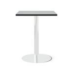 Cafébord Kvadrat - Runt pelarstativ, Storlek 60x60 cm, Bordsskiva Svart, Stativ Polerat stål