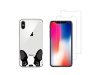 IPHONE 10 IPHONE X - Combo (1 Gel Case Cover+2 Glasses Soaked) - Dog