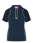 Zip Front Top With Mesh Sleeves & Piping Tops T-shirts & Tops Polos Navy Original Penguin Golf