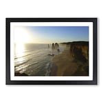 Big Box Art Seascape Victoria Australia Twelve Apostles Cliffs Beach (3) Framed Wall Art Picture Print Ready to Hang, Black A2 (62 x 45 cm)