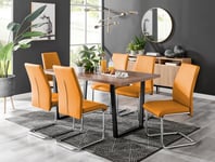 Kylo Large Brown Wood Effect Dining Table & 6 Lorenzo Faux Leather Chairs