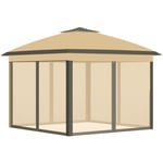 Gazebo 3,3 x 3,3 m, vattenavvisande vintertätt pop-up hopfällbart lusthus med dubbeltak, UV-skydd, hopfällbart partytält trädgår