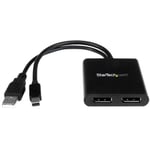 Displayport-hub StarTech, 1 Mini Displayport till 2 Displayport, strömförsörjning via USB