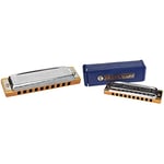 Hohner HH532F Blues Harp - Key of F, Chrome, 1.02 in*4.64 in*1.41 in & M533016 Blues Harp - Key of C, Chrome
