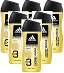 6 x Adidas 3 in 1 Body/Hair/Face Shower Gel  250ml - Victory League