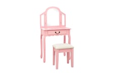 Be Basic Sminkbord med pall rosa 65x36x128 cm kejsarträ MDF - Rosa
