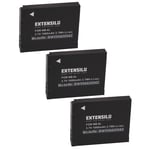 EXTENSILO 3x Batteries compatible avec Canon Digital Ixus 85is, 95is appareil photo, reflex numérique (1000mAh, 3,7V, Li-ion)