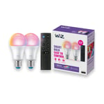 WiZ Wi-Fi Ble smart glödlampa 8.5W A60 RGB 2 stycken + fjärrkontroll