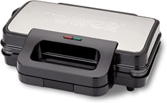 Tower T27031 Sandwich Maker Non Stick Temperature Control 900W Stainless Steel