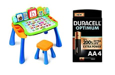 VTech 195803 Touch and Learn Activity Desk, Multi-Colour, Duracell Optimum AA Alkaline Batteries [Pack of 4] 1.5 V LR6 MN1500