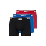 BOSS Hugo Men's Boxer Brief 3p Co/El 10146061 01, Red/Blue/Black, Small