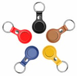 FMPCUON AirTag Leather Case, Protective Cover with Keychain Hook [5 Pack] Leather Keychain Ring Case Cover for AirTags Holder 2021 - Pet and Phone Finder Skin Sleeve Shell, Black+Red+Blue+Yellow+Brown
