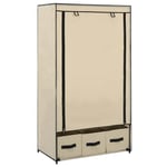 Garderob gräddvit 87x49x159 cm tyg