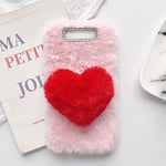 yhy Plush Heart Shaped Style Elegant Mobile Phone Case For ZTE Blade V8 TPU Silicone Anti Fall Warm Cover Pink