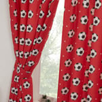 Football Red Curtains Fully Lined 66x54 with Tie Backs Balls Boys Girls