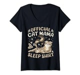 Womens Official Cat Mama Sleep Shirt, Siberian Cat with Kitten V-Neck T-Shirt