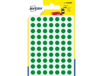 Runda etiketter avery psa08v ø8mm grönt paket med 490 st