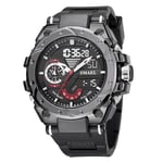 SMAEL 8060 -vedenpitävä urheiluseos miesten kello, kirkas näyttö HD-peilikello (musta) 