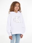 Calvin Klein Kids' Metallic Satin Monogram Hoodie, Bright White