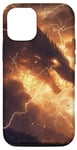 Coque pour iPhone 13 Pro Scène épique Dragons Silhouette Dragon Fantasy Fire