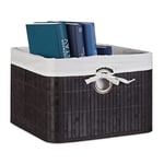 Relaxdays 10020506 Corbeille Panier de rangement Housse amovible poignée Boîte de stockage étagère armoire H x l x P 20 x 31 x 31 cm- noir