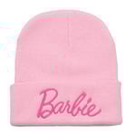Nya Barbie Broderade Stickade Mössor För Kvinnor Vinter Varma Mössor Fritidsmössor Pink