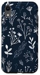 Coque pour iPhone XR Blue White Wildflower Leaves Vines Phone Case