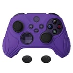 eXtremeRate PlayVital Samurai Edition Purple Anti-slip Controller Grip Silicone Skin, Ergonomic Soft Rubber Protective Case Cover for Xbox Series S/X Controller with Black Thumb Stick Caps