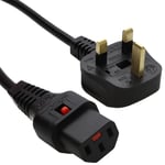 Locking C13 Mains Power Cable Kettle Lead UK Plug Black 3m LOCKS ANY IEC SOCKET