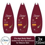 Dove Pro Age Body Wash Sulfate-free Rich Nourishment for Mature Skin, 3x720ml