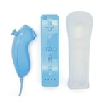Manette Wiimote Controller + Nunchuk Avec Housse Protection Silicone Pour Wii Bleu